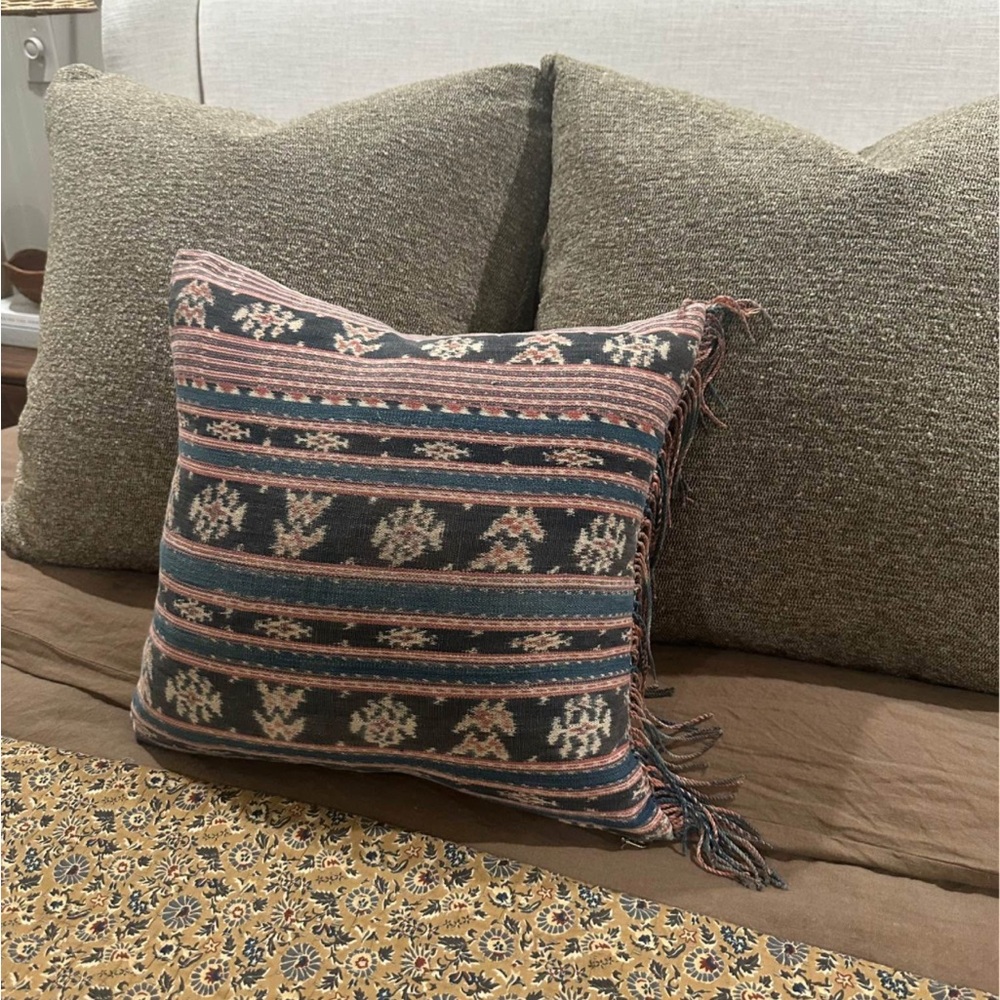 Vintage Fringe Designer Pillow and Down Insert